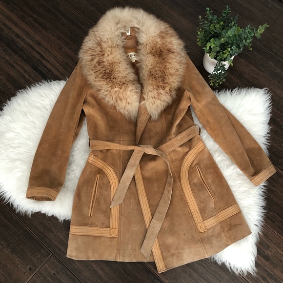 jet set Jackets & Blazers - Vintage Penny Lane Leather Faux Fur Coat size 14